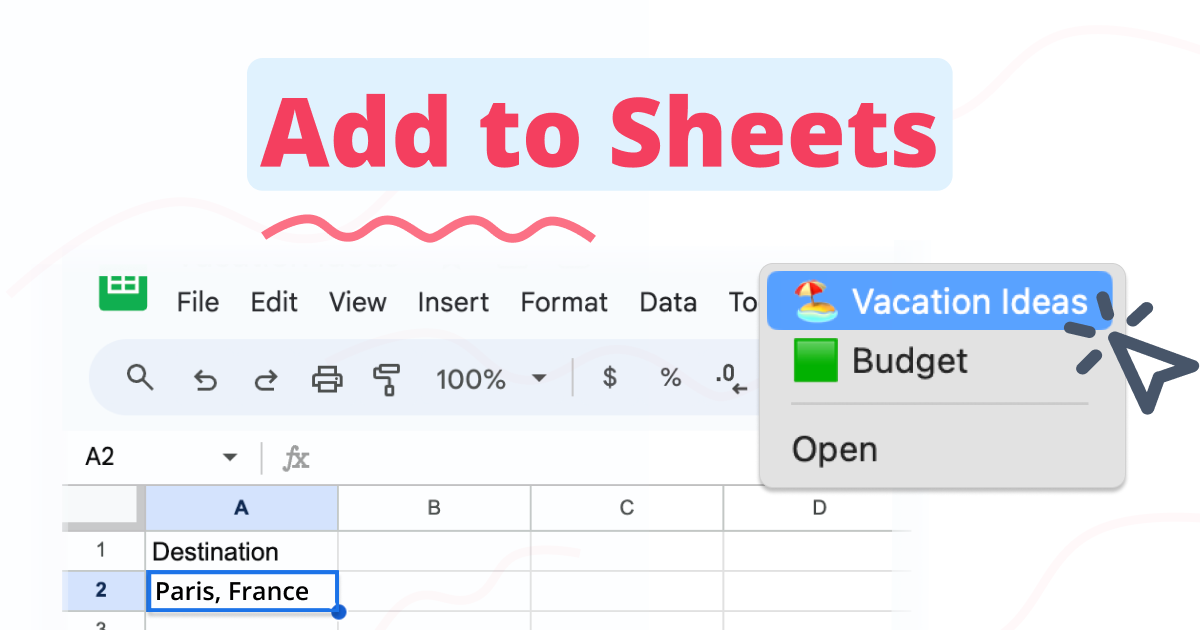 Add to Sheets Chrome extension