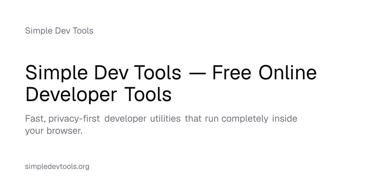 Simple Dev Tools