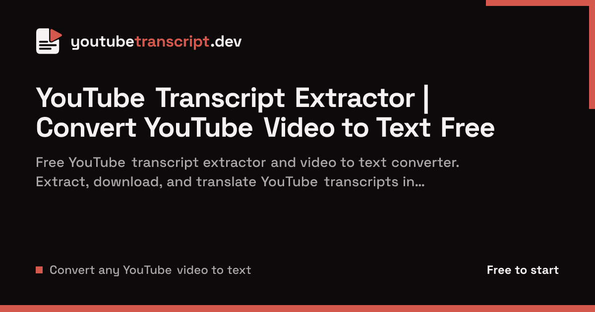 YouTubeTranscript.Dev